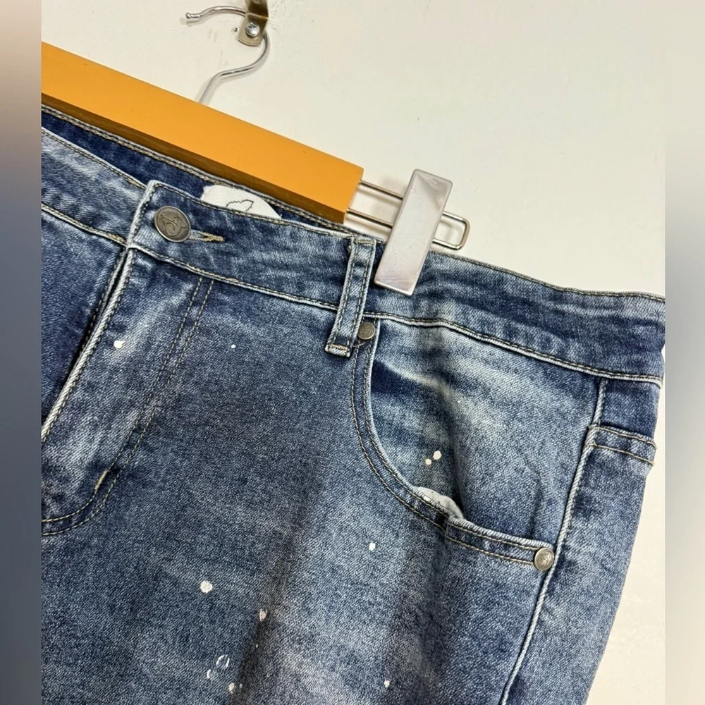 Kuwallatee Blue Paint-Splatter Denim Jeans Men’s Size 36